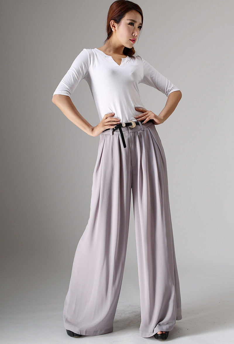 Grey maxi chiffon pants (977)