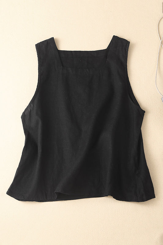 Women Summer Loose Plus Size Linen Sleeveless Vest 3644