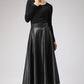 Black PU skirt maxi skirt long skirt 0719