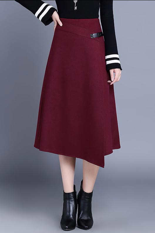 Irregular a-line skirt with high waist S003