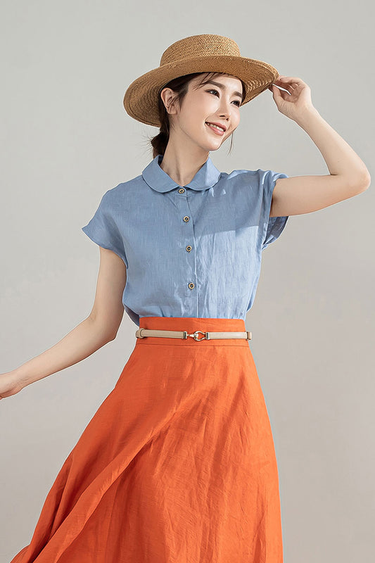 Women's Retro Comfy Linen Shirt 4211