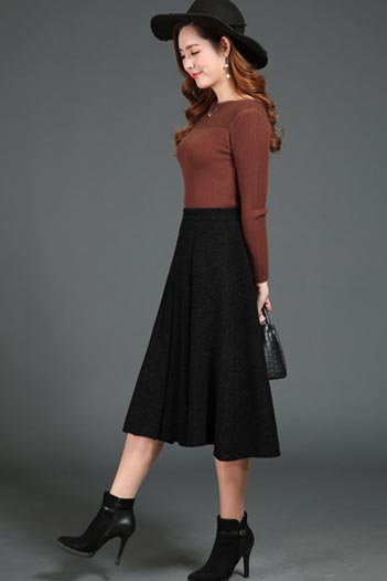 Texture pleated a line women's winter skirt S019