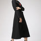 Black Long Wool Coat Winter Jacket 0704#