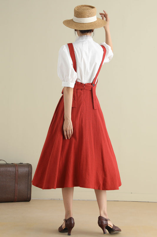 Fit and flare Linen Pinafore Dress 278901