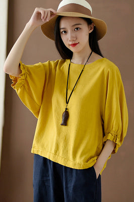 Princess sleeve round collar top for women J009-26