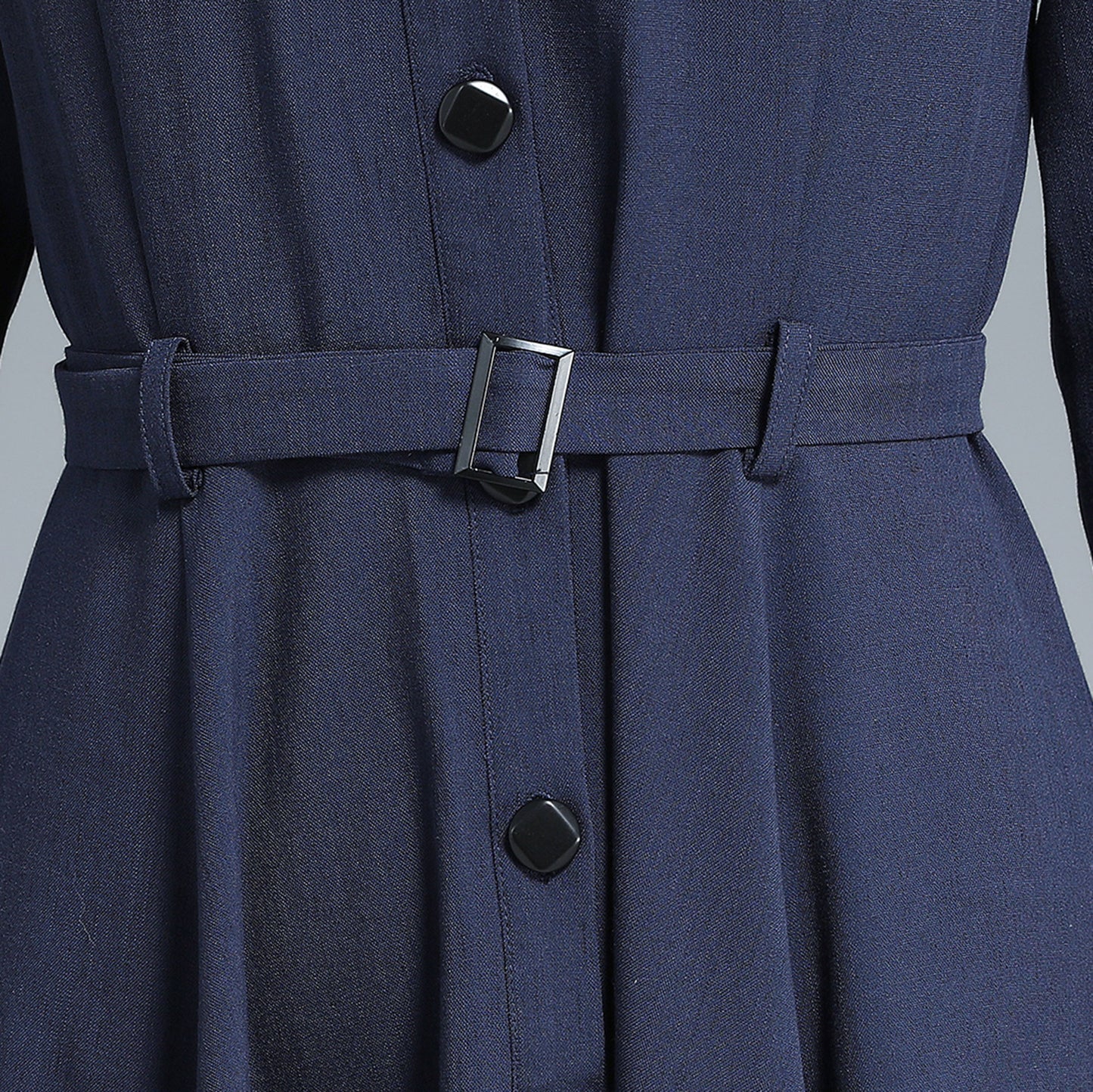 1950s Navy Blue Linen Dress 3132