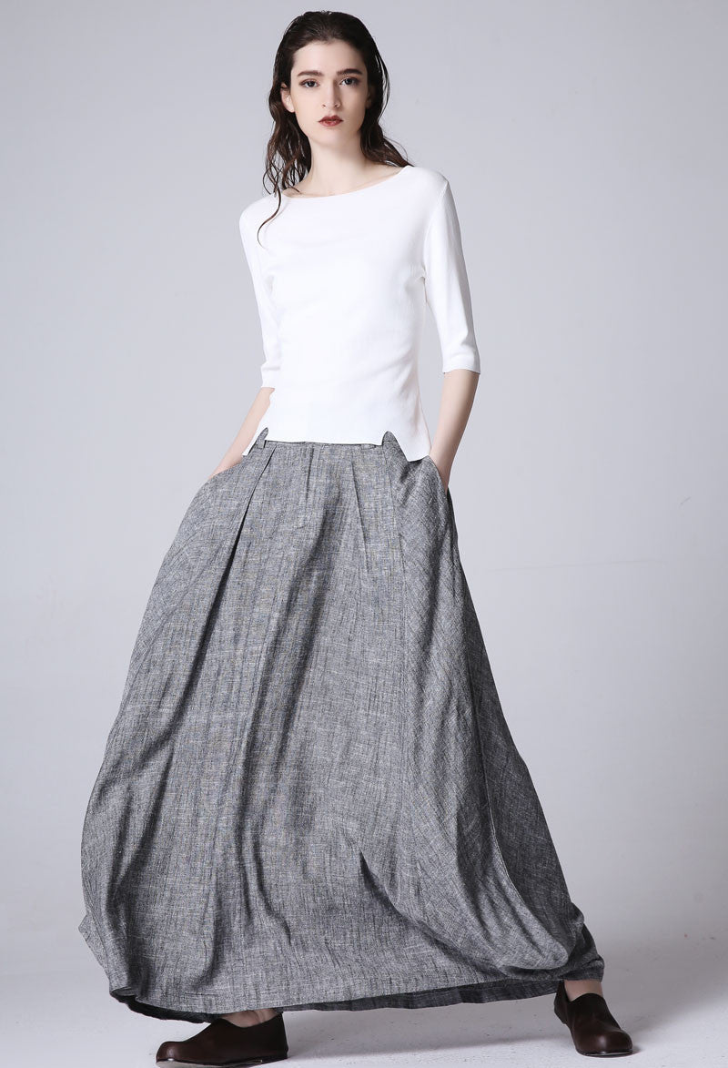 Bohemian maxi swing Skirt in grey 1187#