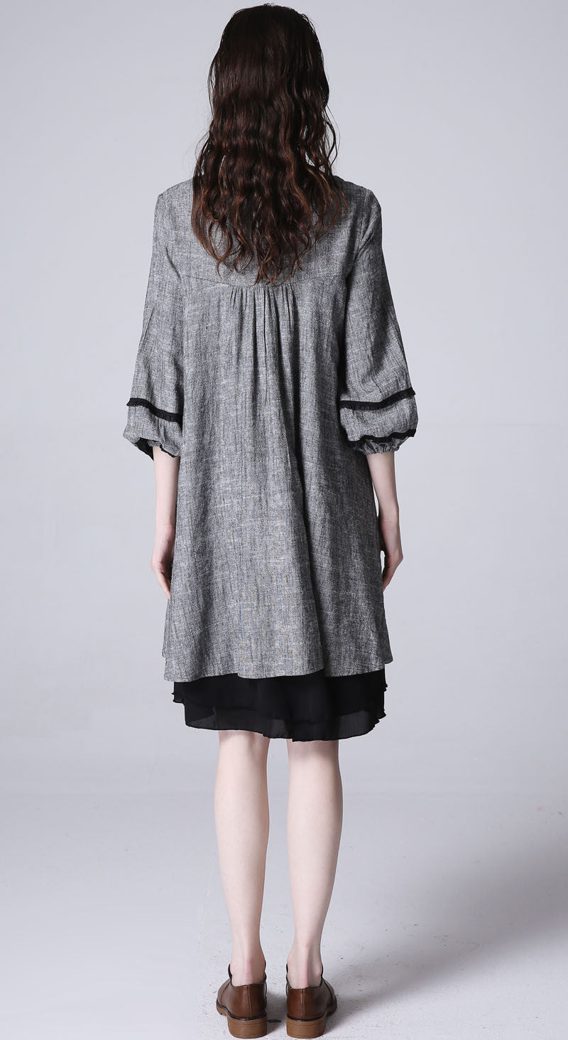 Women's grey tunic dress , shirt dress 1190#