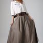 long linen skirt - Gray skirt women maxi skirt 0905#