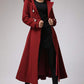 Womens's hooded Military coat in Red 0705#