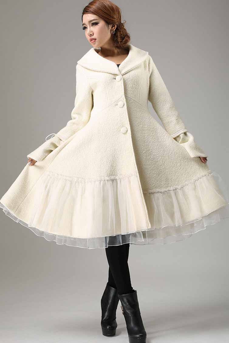 Begin white wool winter warm jacket long sleeve outwear 0725#