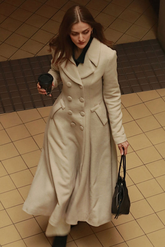 Retro Beige Long wool coat 3159