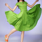 cold shoulder green Prom dress linen dress 0541#
