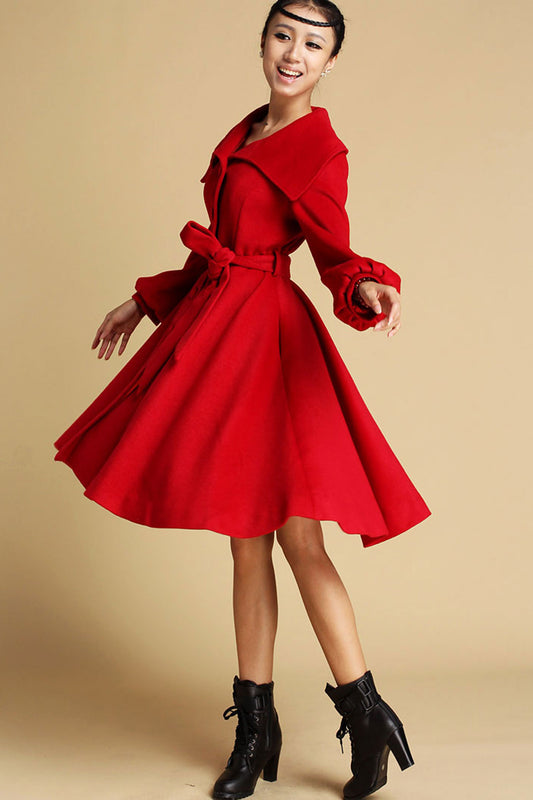 Belted Coat, Single Breasted Wool Coat 3131