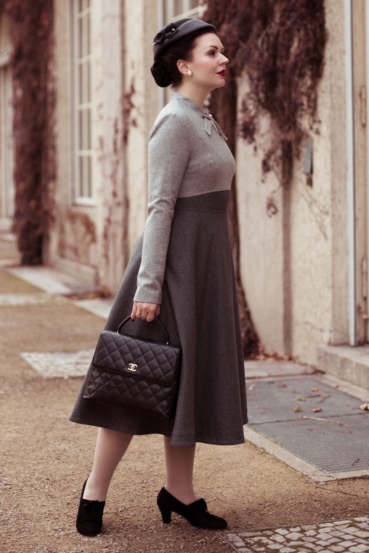 Gray Wool Midi Dress 4126