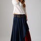 Blue skirt woman  linen skirt custom made layered skirt long skirt 0869#