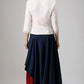 Blue skirt woman  linen skirt custom made layered skirt long skirt 0869#