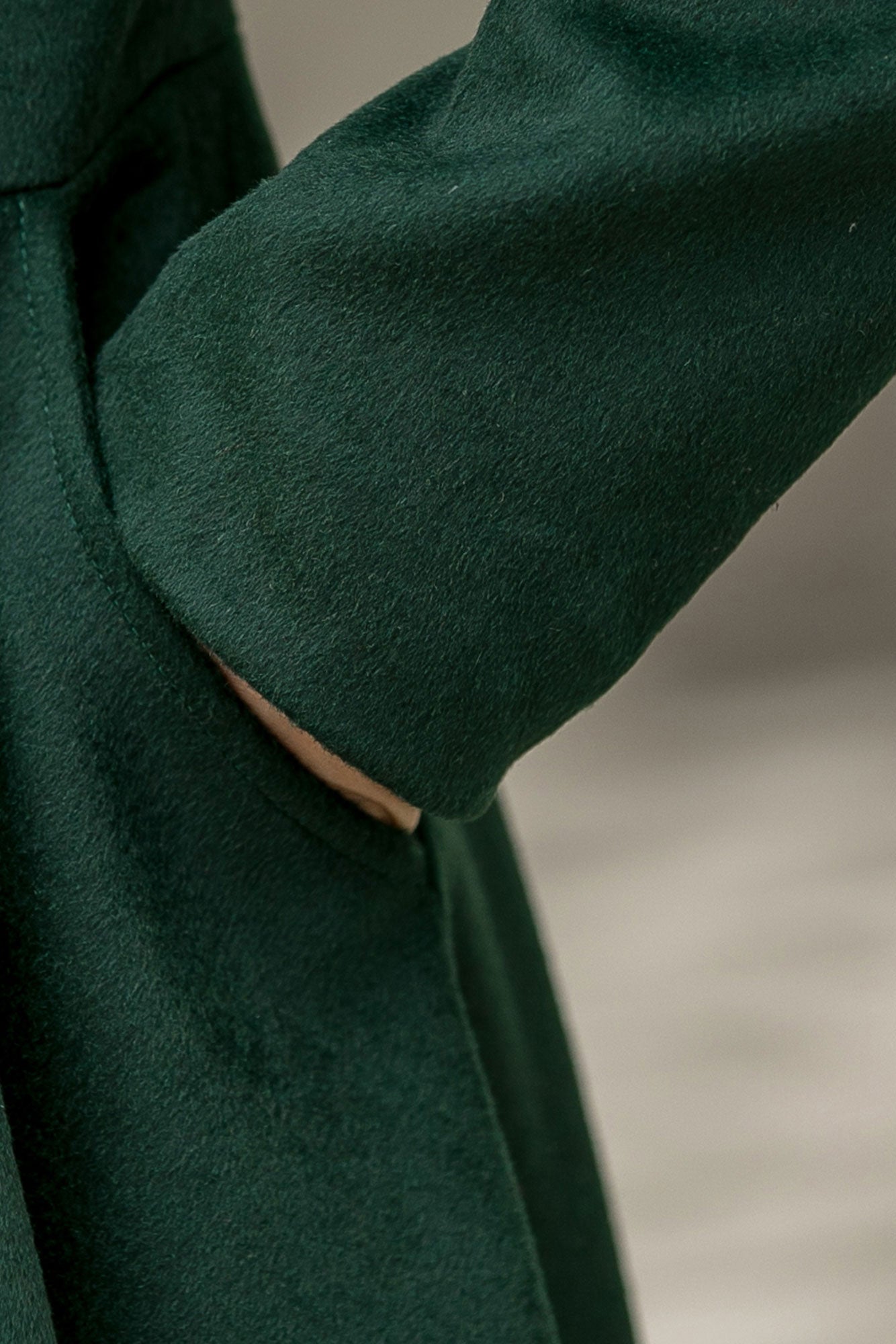 Green Wool Cape Coat – Vintage Swing Overcoat with Detachable Capelet 3143