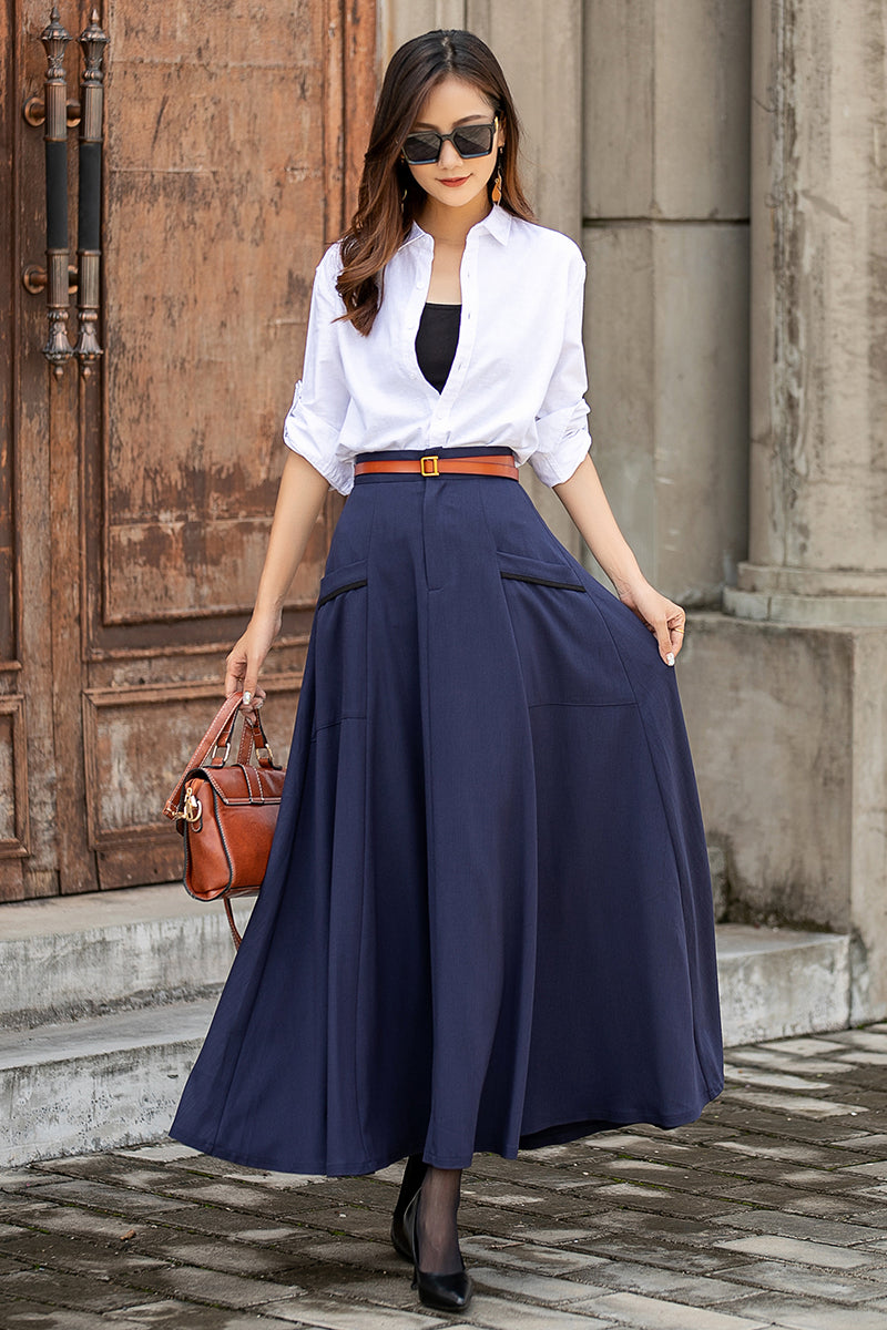 Women Casual Long Linen Skirt 3852