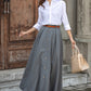 1950s Grey Elastic Waist Wool Skirt 3855