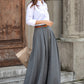 1950s Grey Elastic Waist Wool Skirt 3855