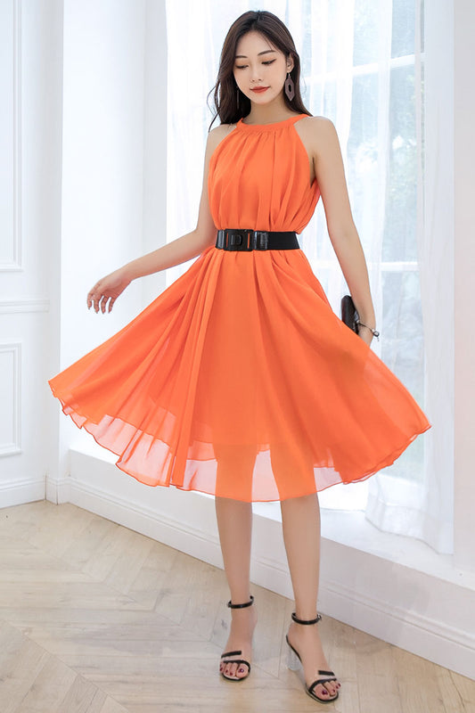 Summer Sleeveless Swing Chiffon Beach Dress 291401