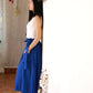 maxi linen skirt with elasit waist and self belt 2167#