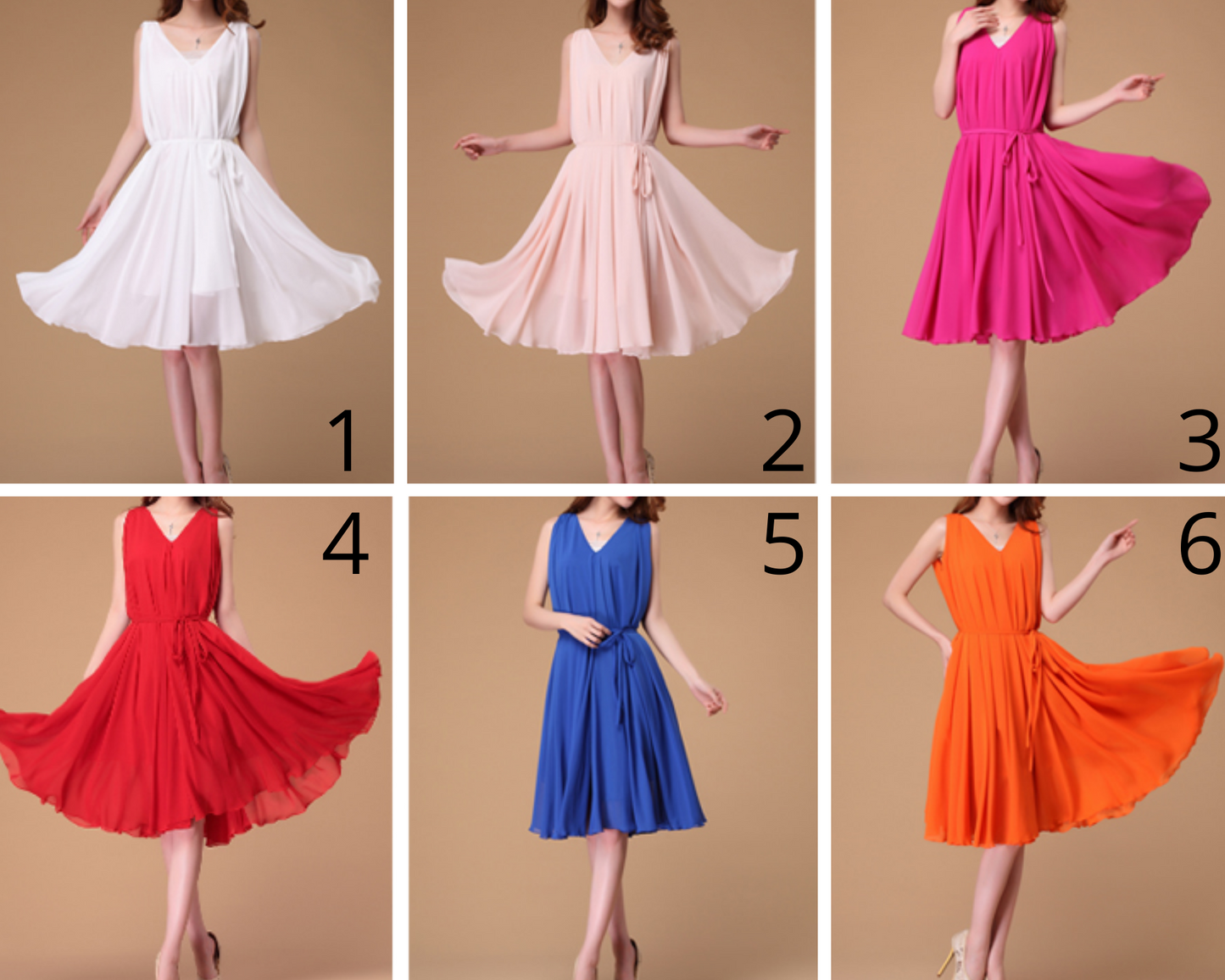 White Chiffon Midi Dress - Sleeveless V-Neck, Loose Waist 2909