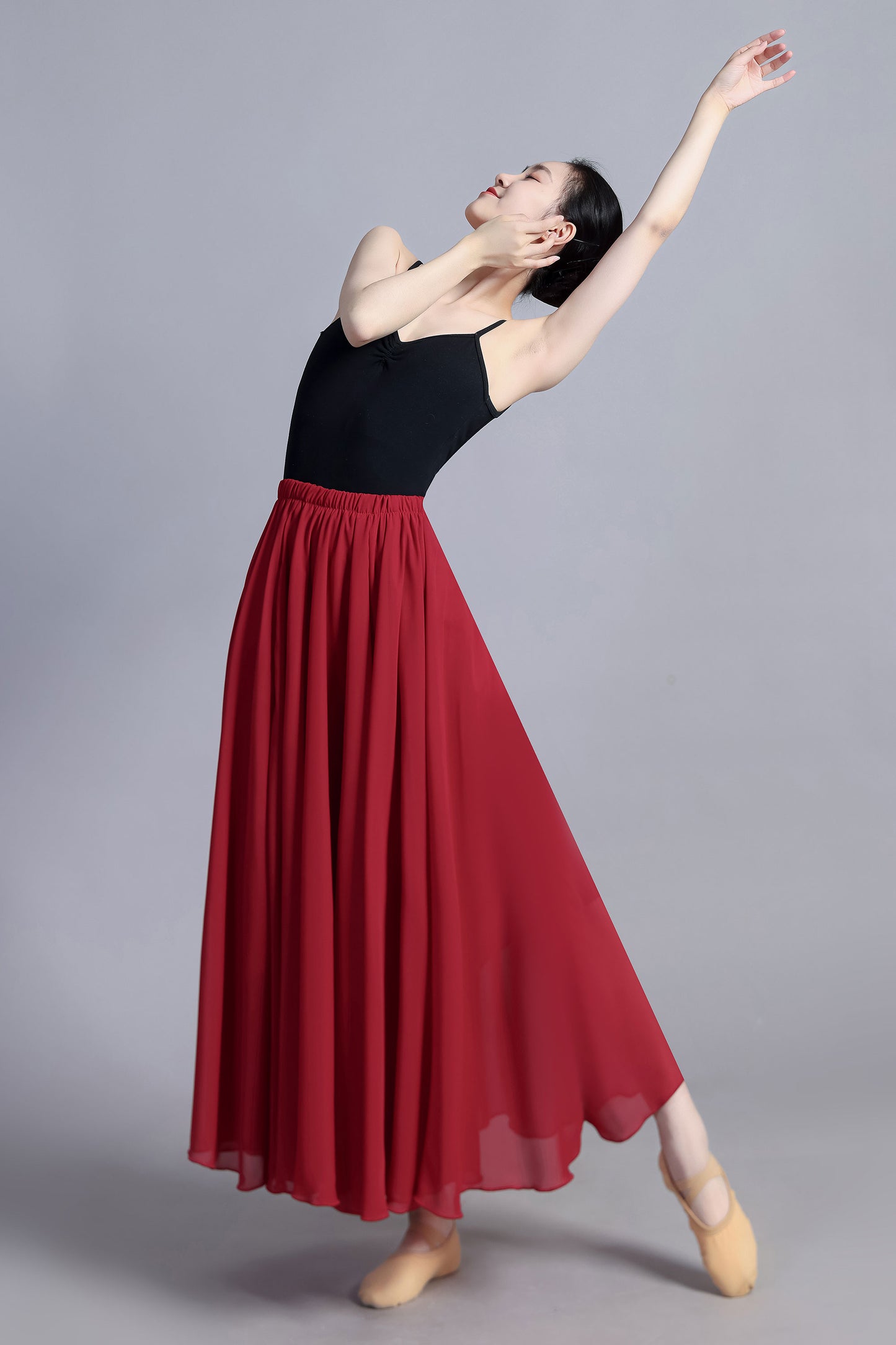 Red bohemian Chiffon skirt 3388#