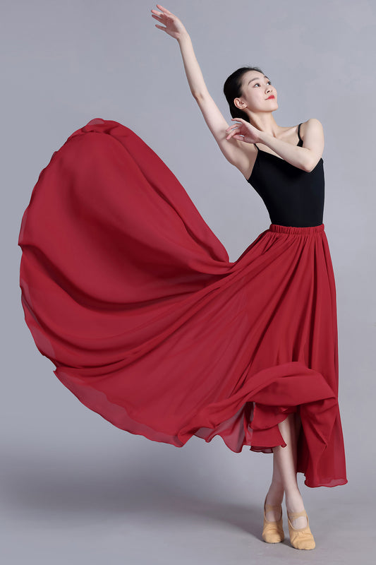 Red bohemian Chiffon skirt 3388#