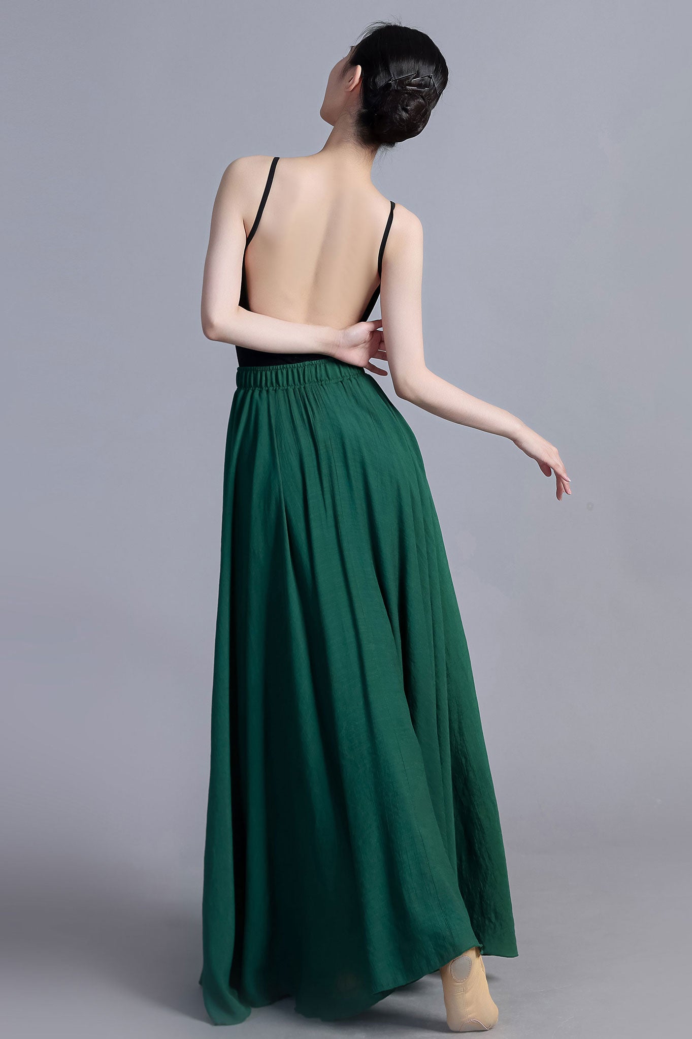 Women Green Linen maxi skirt, Plus size skirt for women 3389