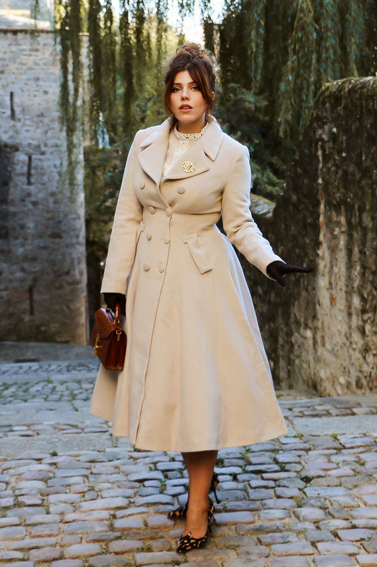 Double breasted Beige wool coat 3158