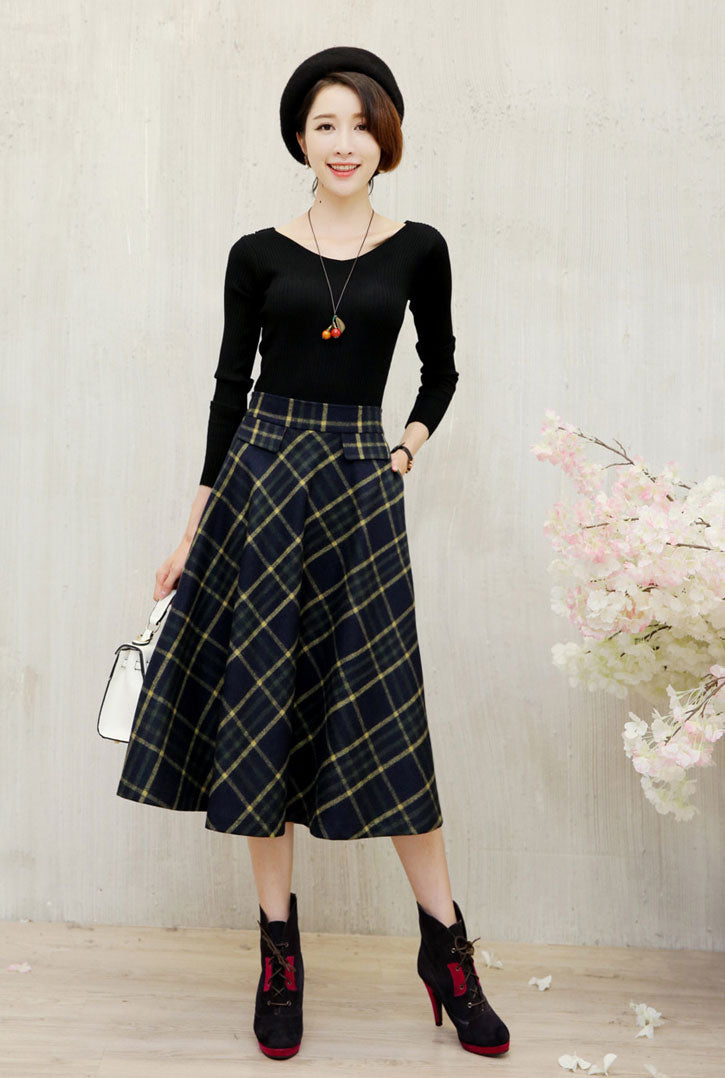 A line midi outlet skirt wool