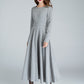 Gray Long sleeve Swing wool dress 1616