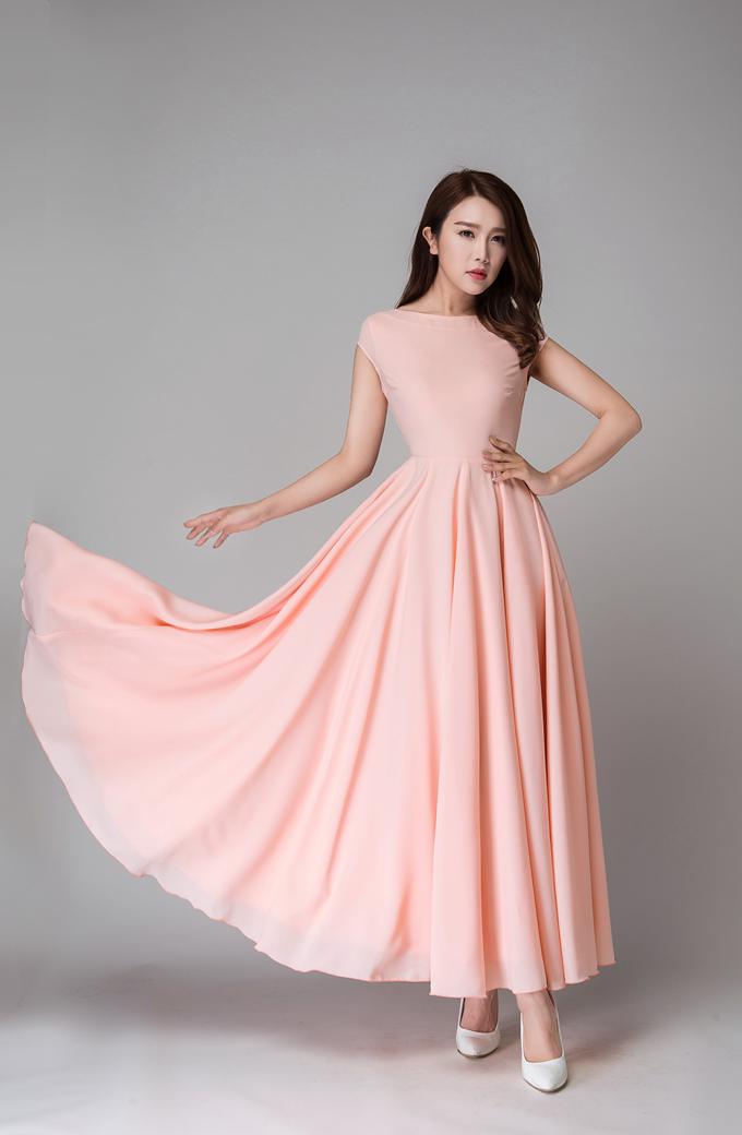 Blush Back V Neck Maxi Bridesmaid dress 1526 Xiaolizi Blush Back V Neck Maxi Bridesmaid dress 1526 Xiaolizi