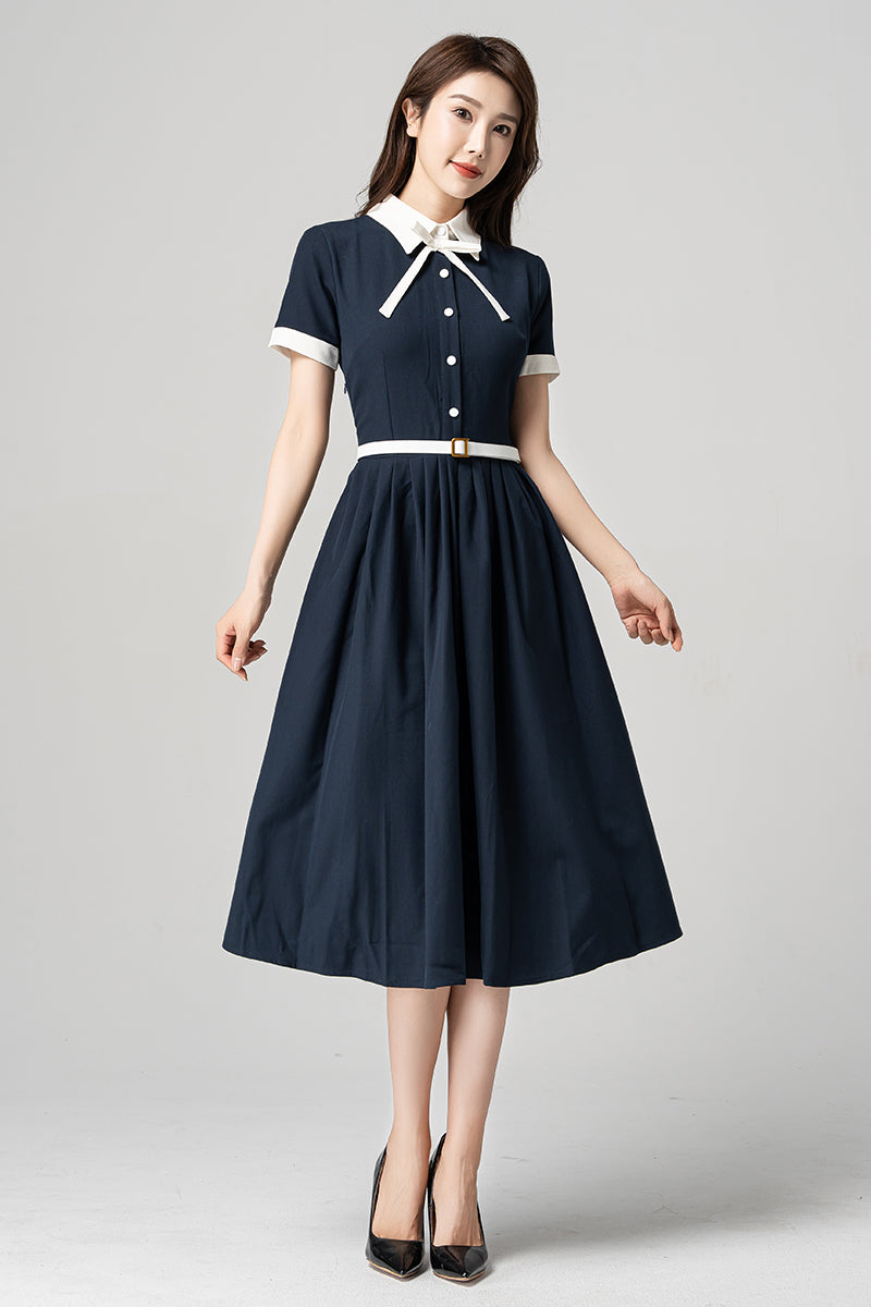 Navy Blue Summer Midi Dress 4187 Xiaolizi Navy Blue Summer Midi Dress 4187 Xiaolizi