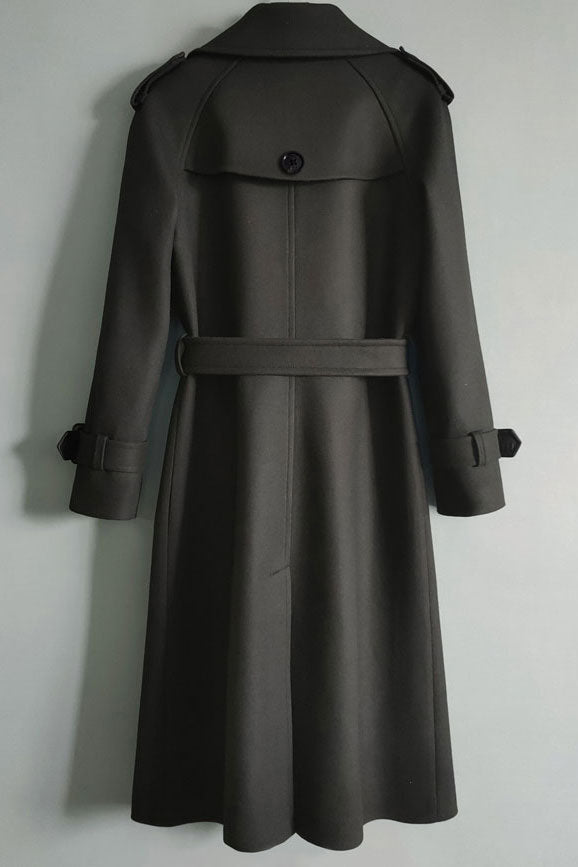 Camel Wool Coat - Double Breasted Belted Straight Silhouette 2840