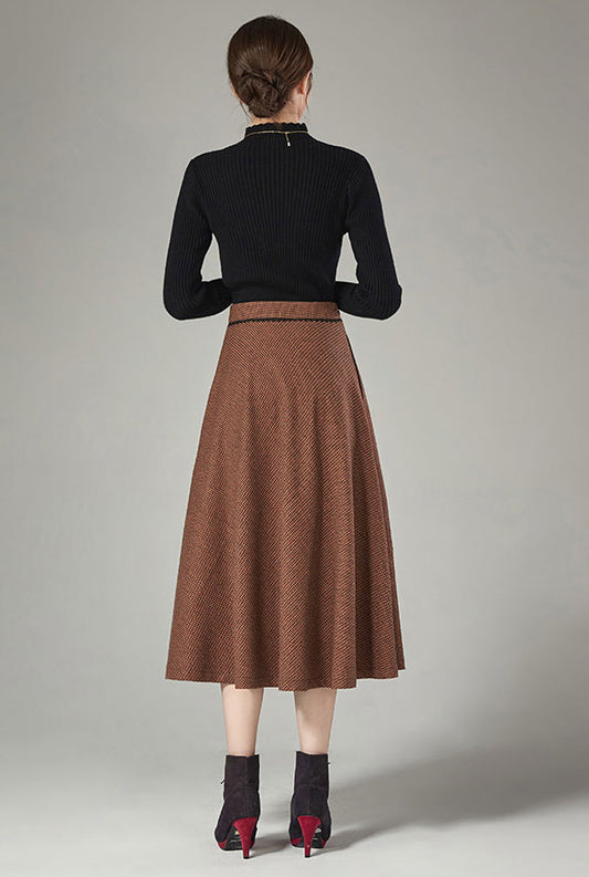 Plover plaid wool skirt for autumn J111