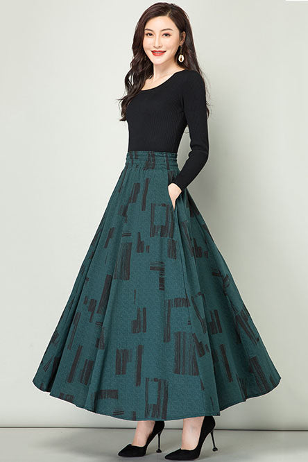 Women Maxi Cotton Linen Skirt 4110