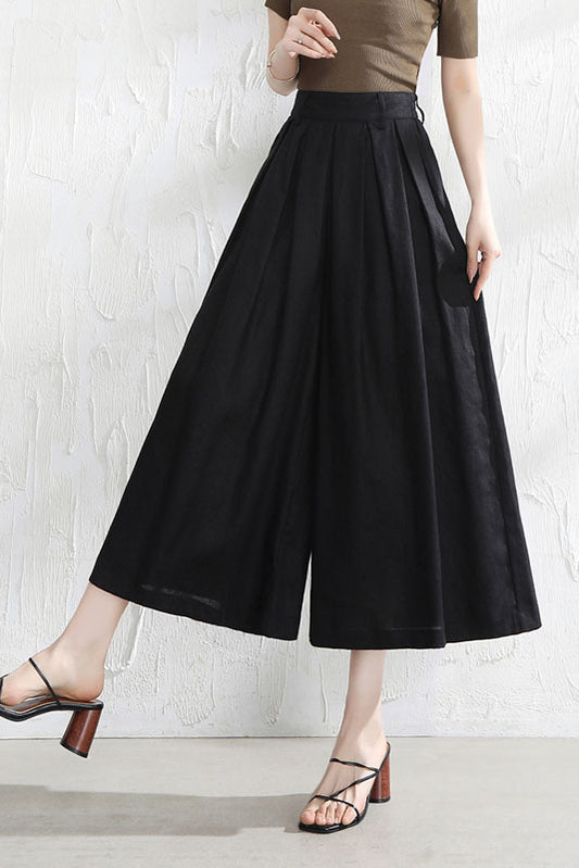 Loose Women Summer Cotton Linen Wide Leg Pants 3528