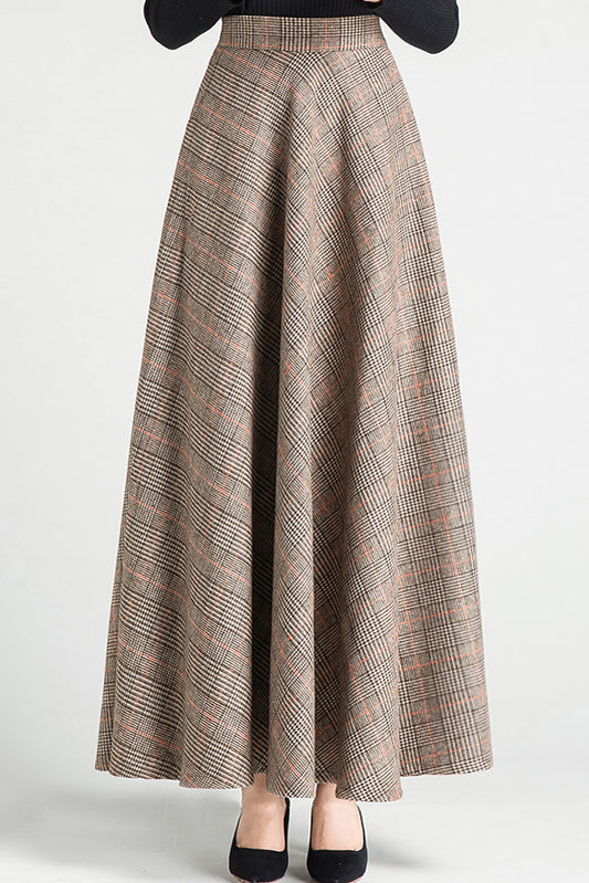 Autumn Winter Swing Plaid Wool Skirt 3794