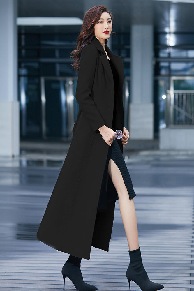 Handmade Red Wool Coat – Elegant Belted Long Fit and Flare Winter Overcoat | Xiaolizi 3984