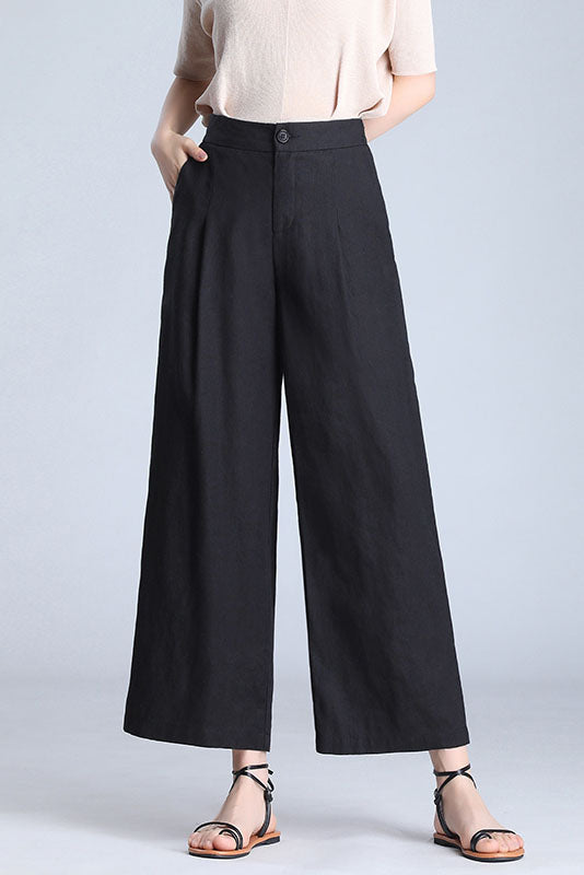 Fashion Casual Women Linen Wide Leg Pants 3526