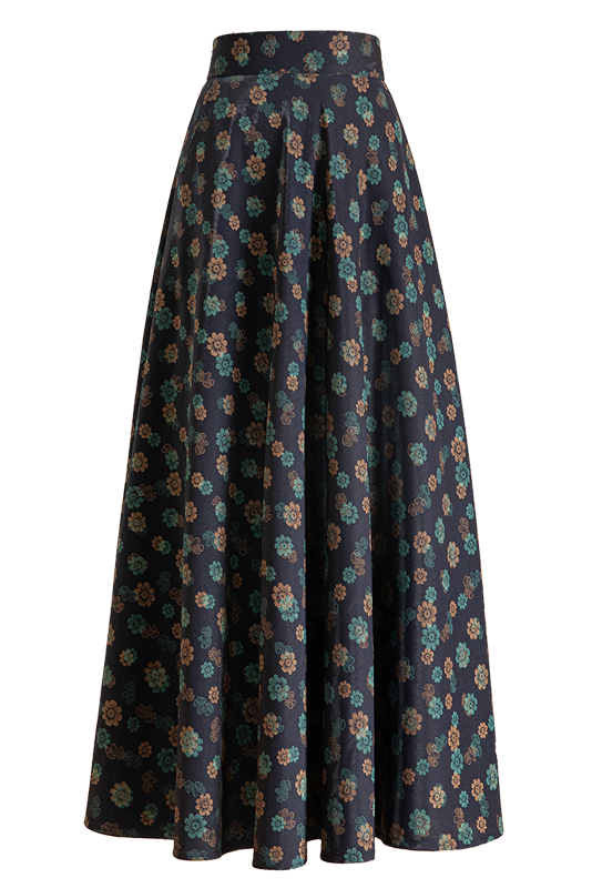 Spring Autumn Floral Maxi Skirt 4122