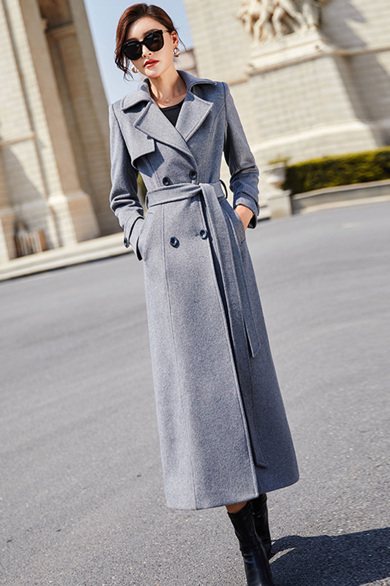 Winter Gray long wool coat 3195 - Main Image