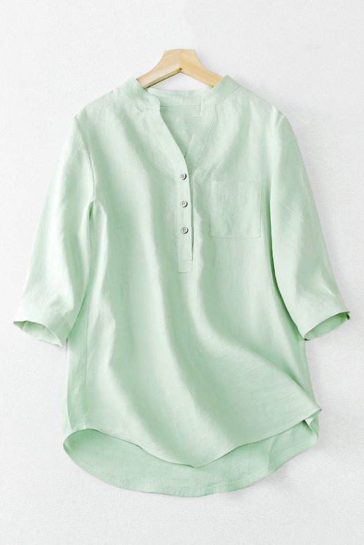 Casual Women New Linen Loose V-neck Tops 3661