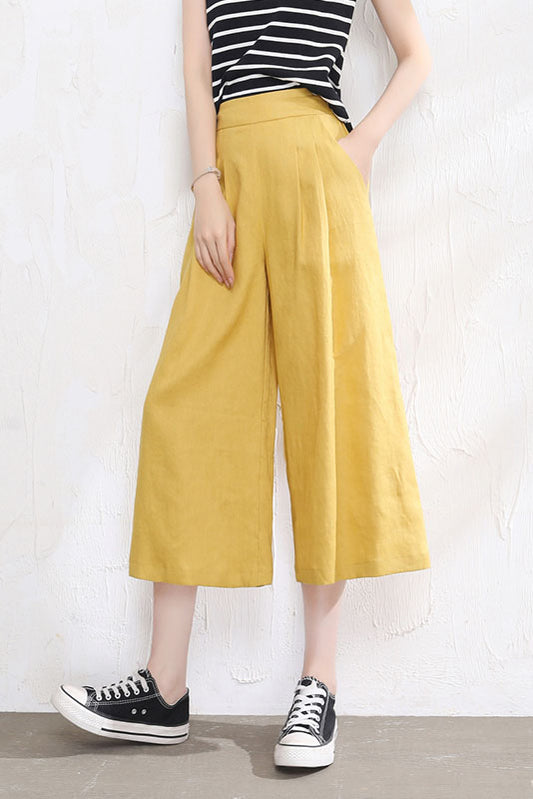 Summer Casual Cotton Linen Wide Leg Pants 3523