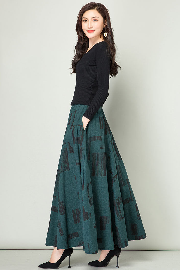 Women Maxi Cotton Linen Skirt 4110