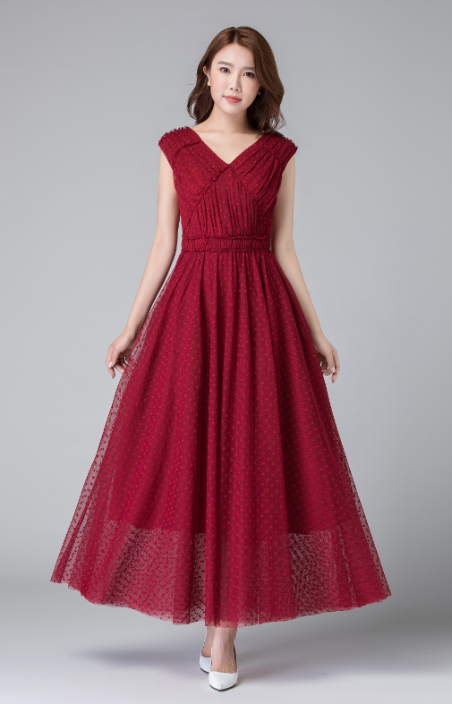 Wine red dress, Red wine bridesmaid dress, Burgundy red tulle dress, s Xiaolizi Wine red dress, Red wine bridesmaid dress, Burgundy red tulle dress, s Xiaolizi