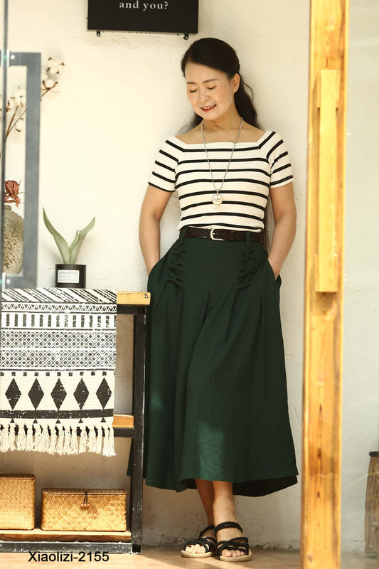 green maxi skirt